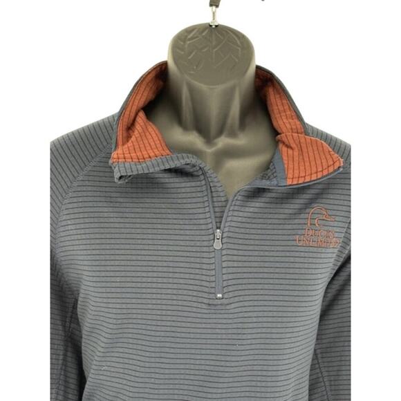 Ducks Unlimited Quarter Zip Pullover in Navy and Brown For Layering – Size XL - Picture 2 of 6